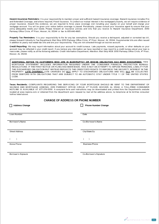 Download USA Regions bank mortgage statement in Word and PDF formats 3 Photoshop template